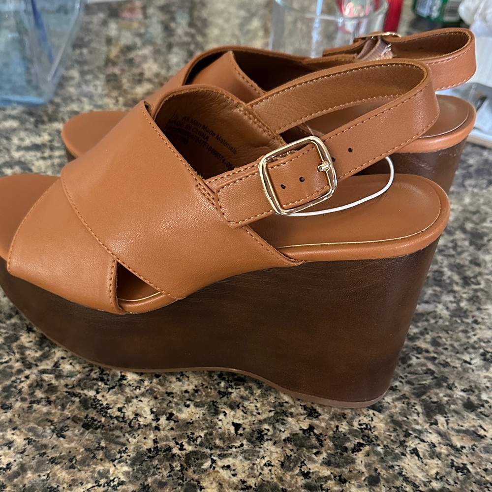 Target Tan and Brown Wedge Sandals